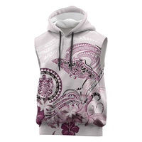 Polynesian Manta Ray Sleeveless Hoodie Pink Floral Turtle Tattoo LT9 Pink - Polynesian Pride