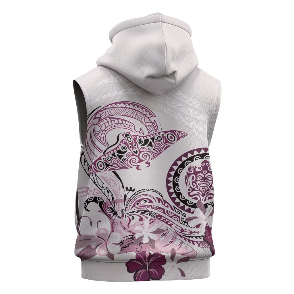 Polynesian Manta Ray Sleeveless Hoodie Pink Floral Turtle Tattoo LT9 - Polynesian Pride