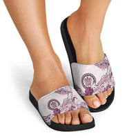 Polynesian Manta Ray Slide Sandals Pink Floral Turtle Tattoo - Polynesian Pride