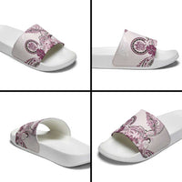 Polynesian Manta Ray Slide Sandals Pink Floral Turtle Tattoo - Polynesian Pride