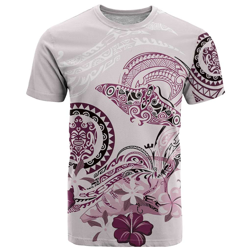 Polynesian Manta Ray T Shirt Pink Floral Turtle Tattoo - Polynesian Pride