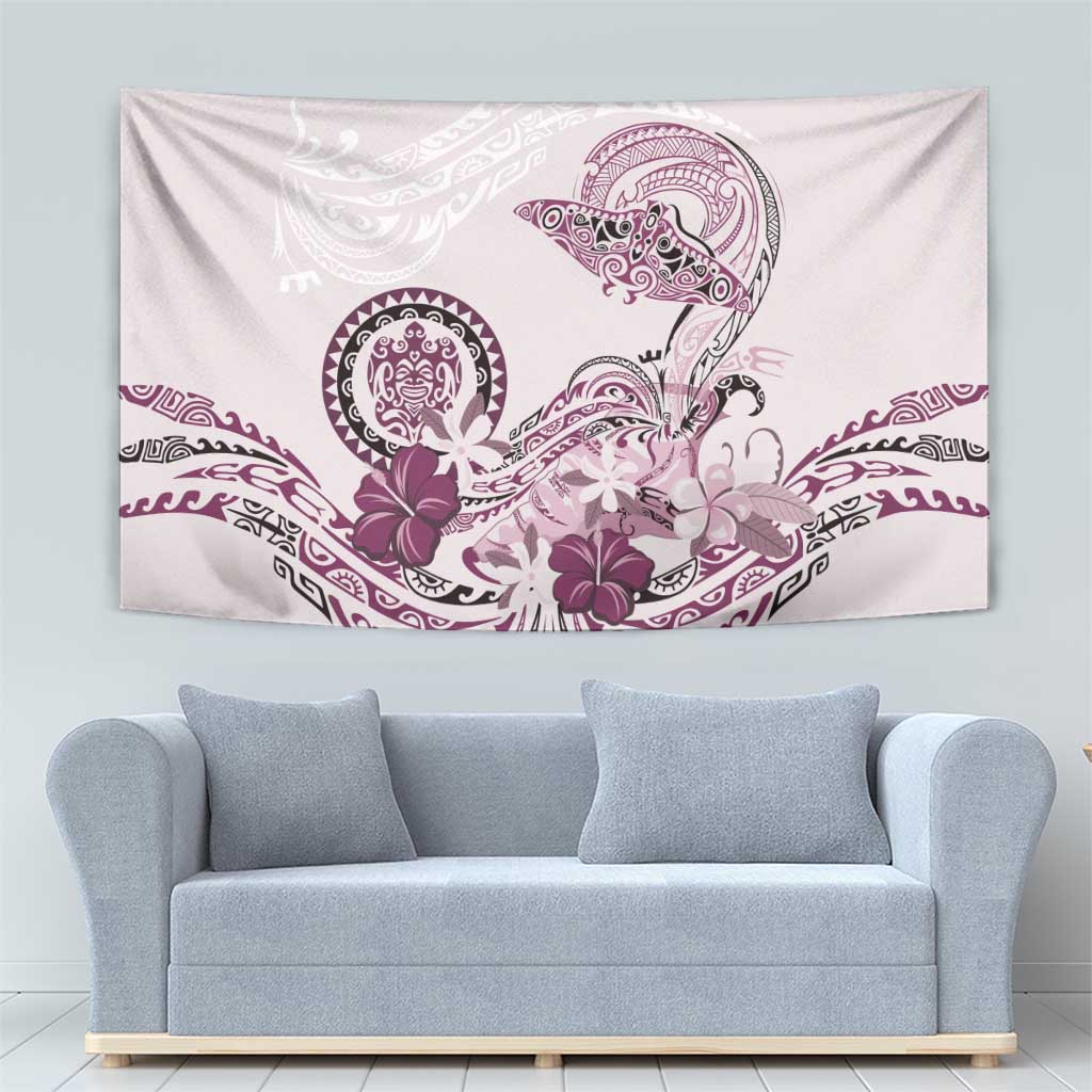 Polynesian Manta Ray Tapestry Pink Floral Turtle Tattoo - Polynesian Pride