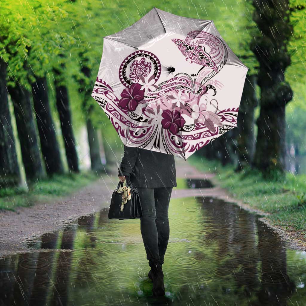 Polynesian Manta Ray Umbrella Pink Floral Turtle Tattoo - Polynesian Pride