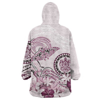 Polynesian Manta Ray Wearable Blanket Hoodie Pink Floral Turtle Tattoo LT9 - Polynesian Pride