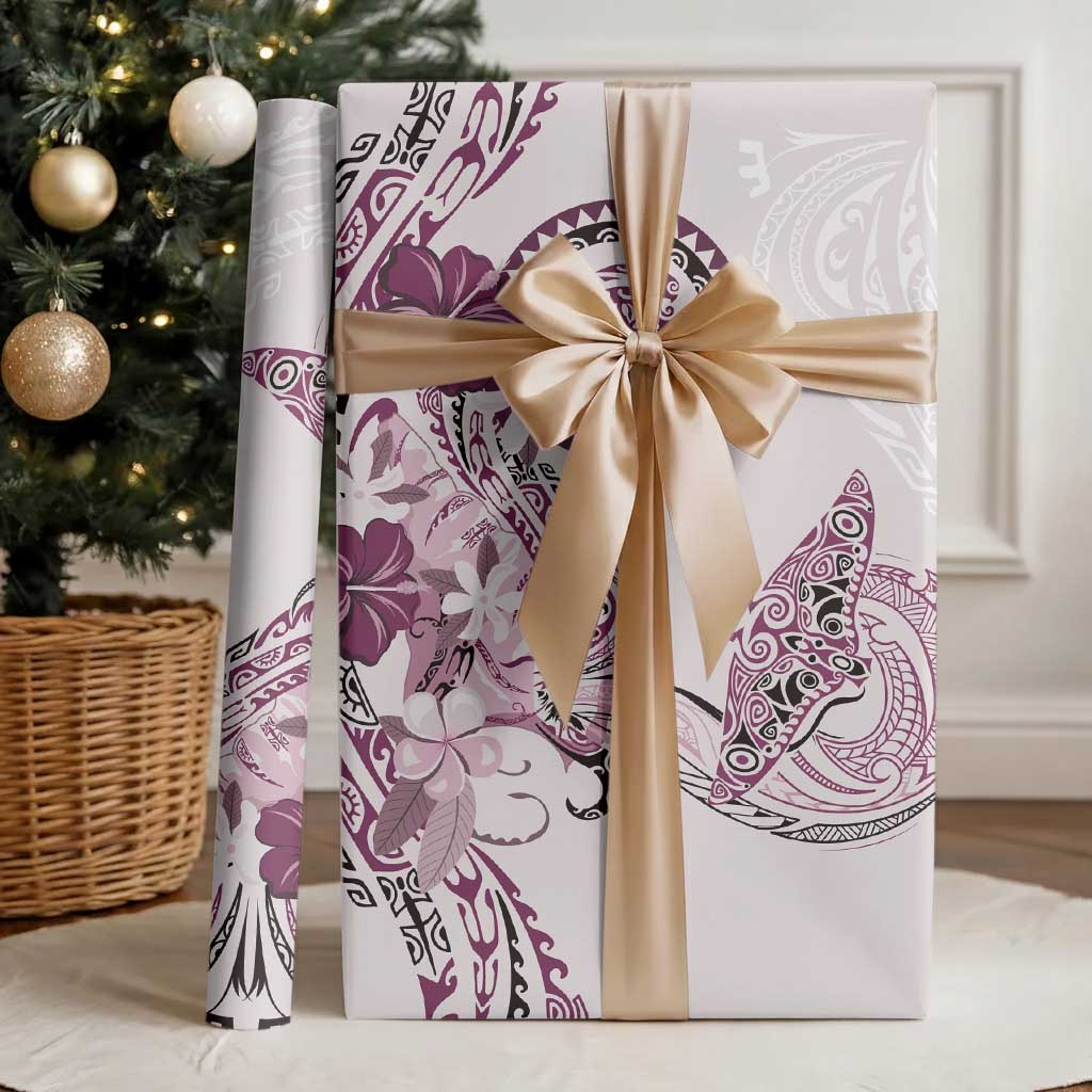 Polynesian Manta Ray Wrapping Paper Pink Floral Turtle Tattoo LT9 - Polynesian Pride