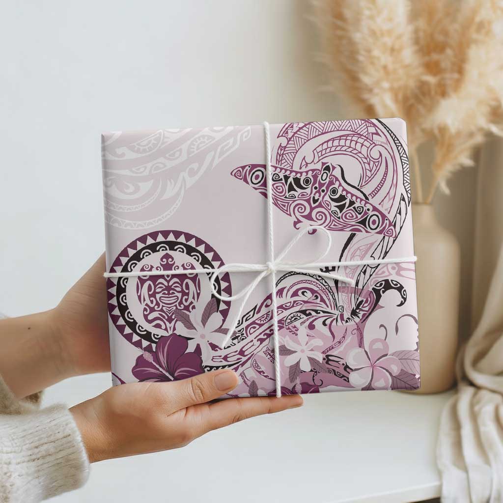 Polynesian Manta Ray Wrapping Paper Pink Floral Turtle Tattoo LT9 - Polynesian Pride