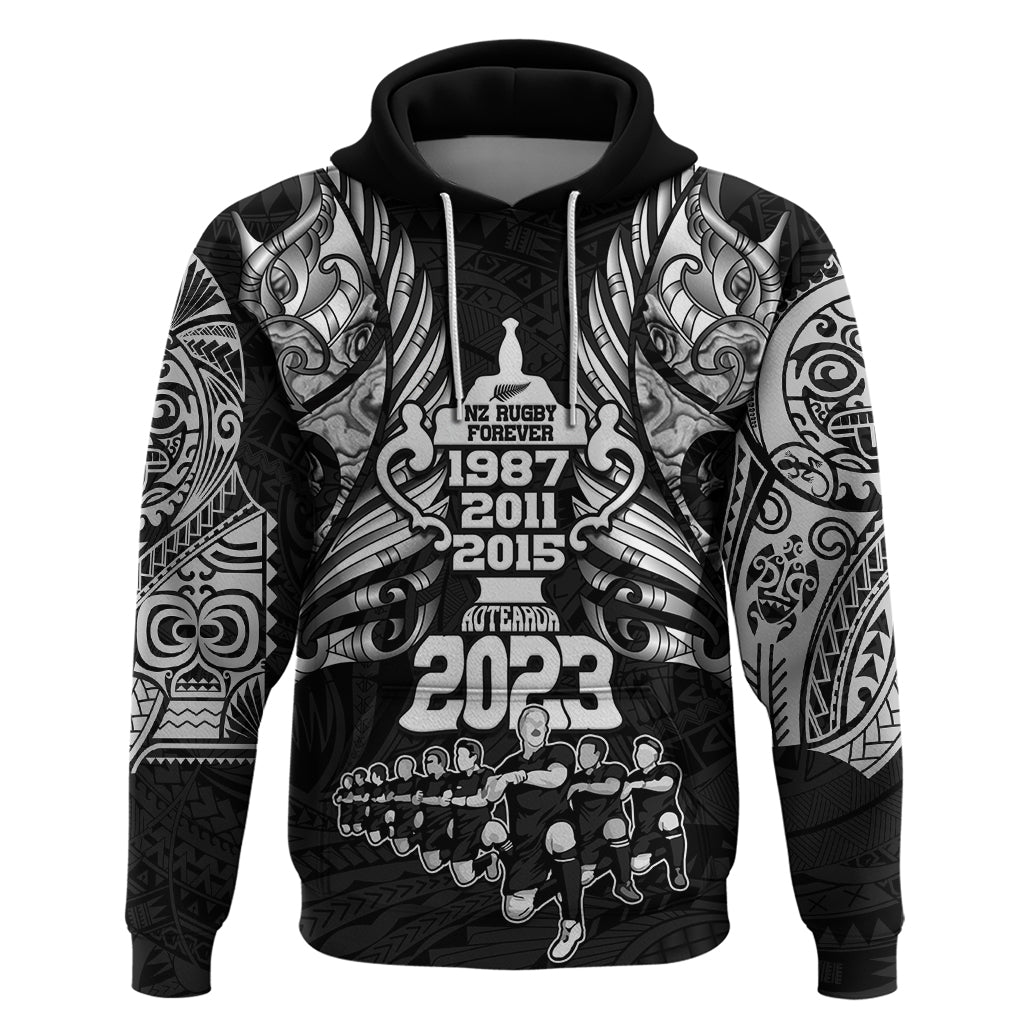 Custom New Zealand Rugby Hoodie Black Haka Dance With NZ Champions History LT9 Pullover Hoodie Black - Polynesian Pride