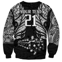 Custom New Zealand Rugby Sweatshirt Black Haka Dance With NZ Champions History LT9 - Polynesian Pride
