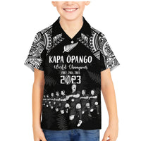 Custom NZ Rugby Family Matching Mermaid Dress and Hawaiian Shirt Kapa Opango Maori Haka With Years of The All Black Champions LT9 Son's Shirt Black - Polynesian Pride
