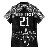 Custom NZ Rugby Family Matching Off Shoulder Short Dress and Hawaiian Shirt Kapa Opango Maori Haka With Years of The All Black Champions LT9 - Polynesian Pride