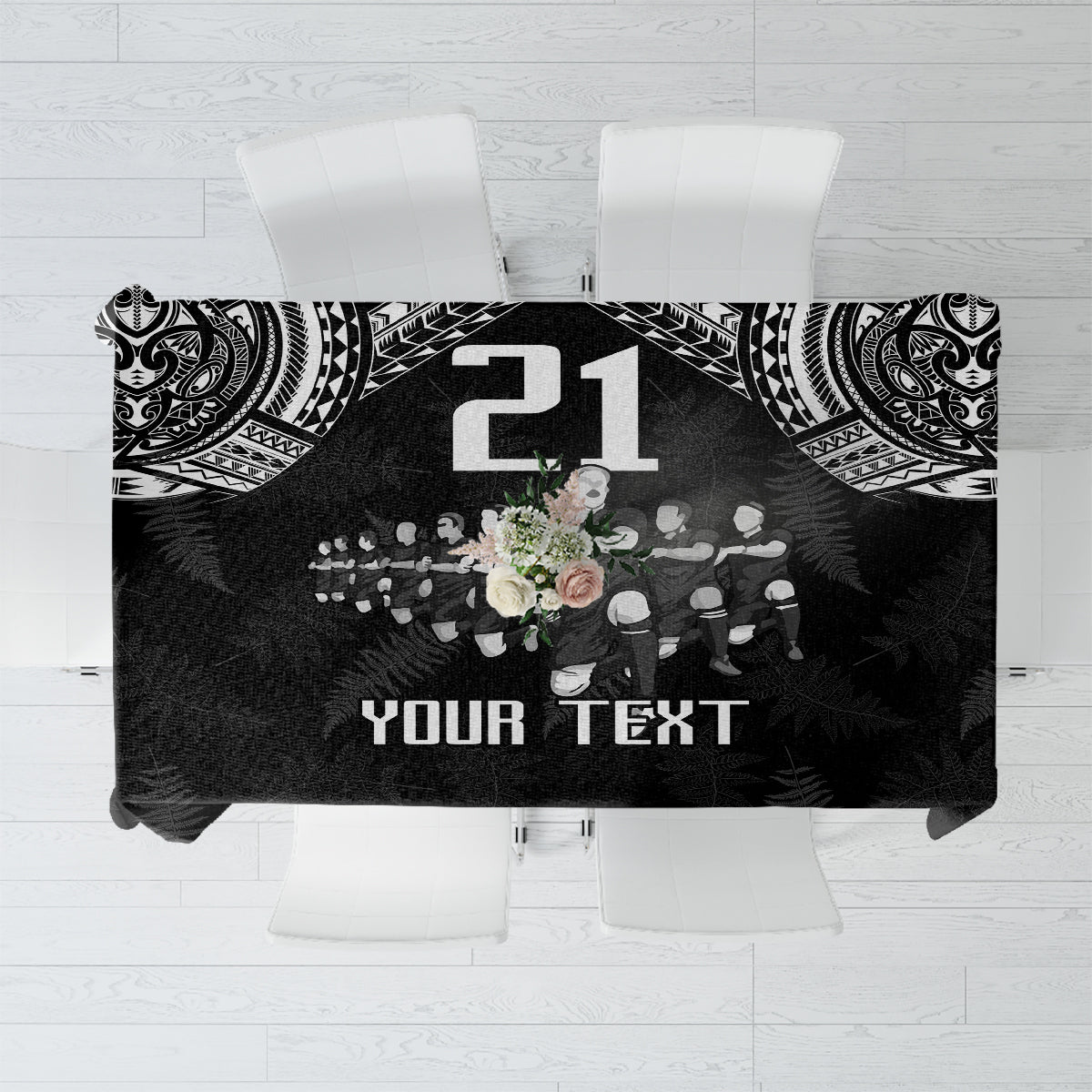 Custom NZ Rugby Tablecloth Kapa Opango Maori Haka With Years of The All Black Champions LT9 Black - Polynesian Pride