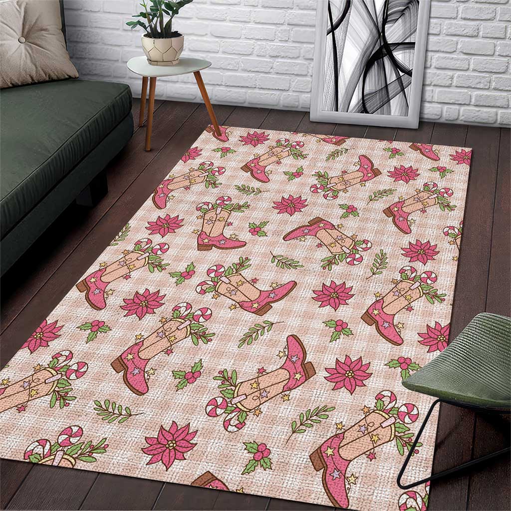 Beige Paniolo Palaka Hawaiian Cowgirl Christmas Area Rug - Polynesian Pride