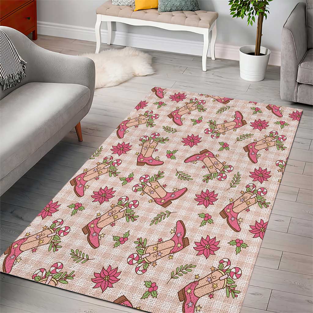 Beige Paniolo Palaka Hawaiian Cowgirl Christmas Area Rug - Polynesian Pride
