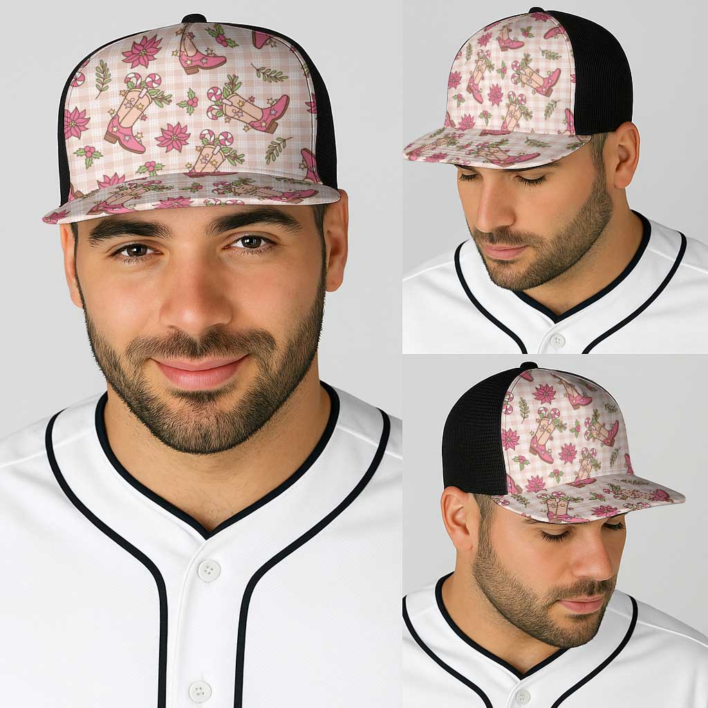 Beige Paniolo Palaka Hawaiian Cowgirl Christmas Baseball Net Cap - Polynesian Pride