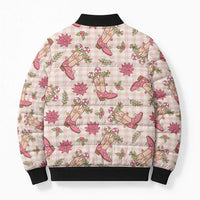 Beige Paniolo Palaka Hawaiian Cowgirl Christmas Bomber Puffer Jacket - Polynesian Pride