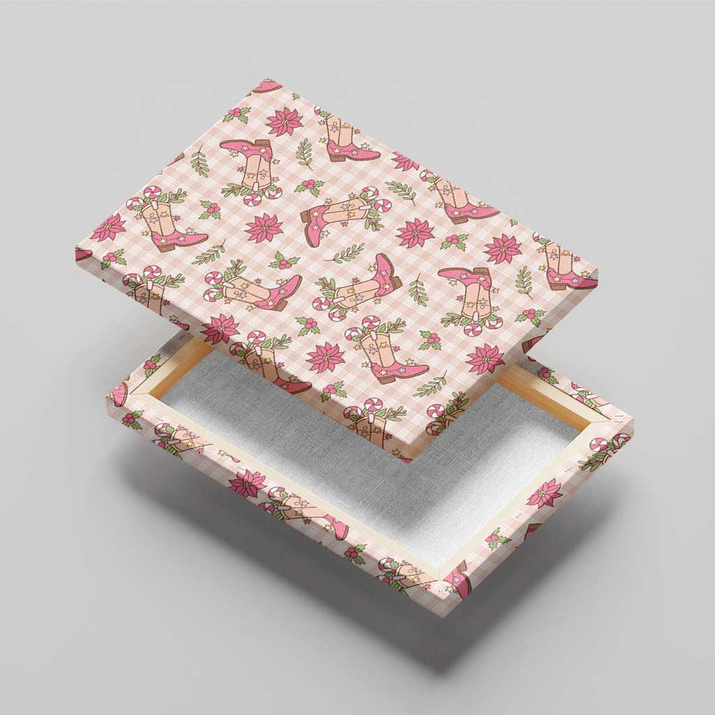 Beige Paniolo Palaka Hawaiian Cowgirl Christmas Canvas Wall Art - Polynesian Pride