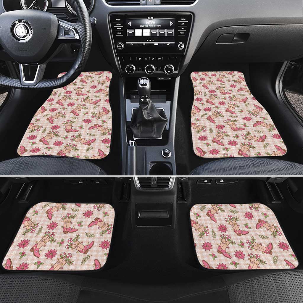Beige Paniolo Palaka Hawaiian Cowgirl Christmas Car Mats - Polynesian Pride