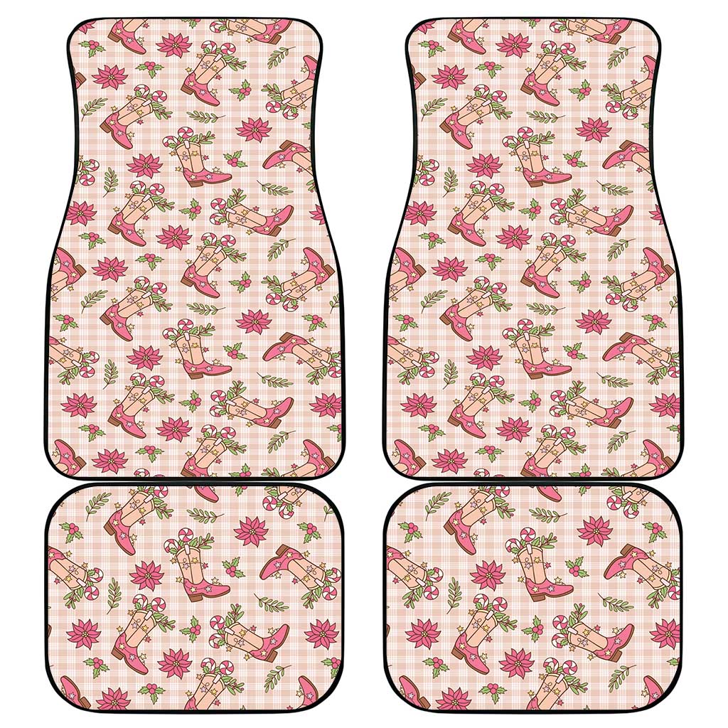 Beige Paniolo Palaka Hawaiian Cowgirl Christmas Car Mats - Polynesian Pride