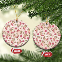 Beige Paniolo Palaka Hawaiian Cowgirl Christmas Ceramic Ornament LT9 Circle Beige - Polynesian Pride