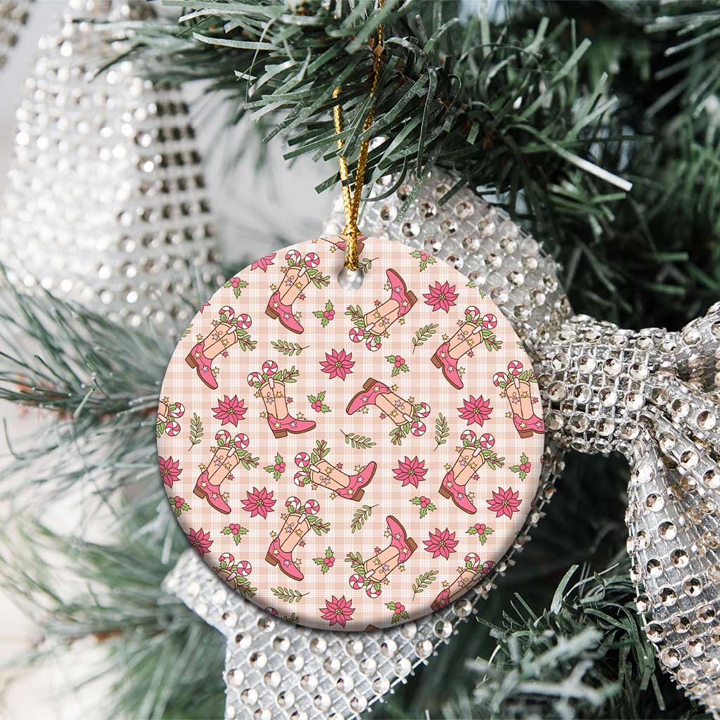 Beige Paniolo Palaka Hawaiian Cowgirl Christmas Ceramic Ornament LT9 - Polynesian Pride