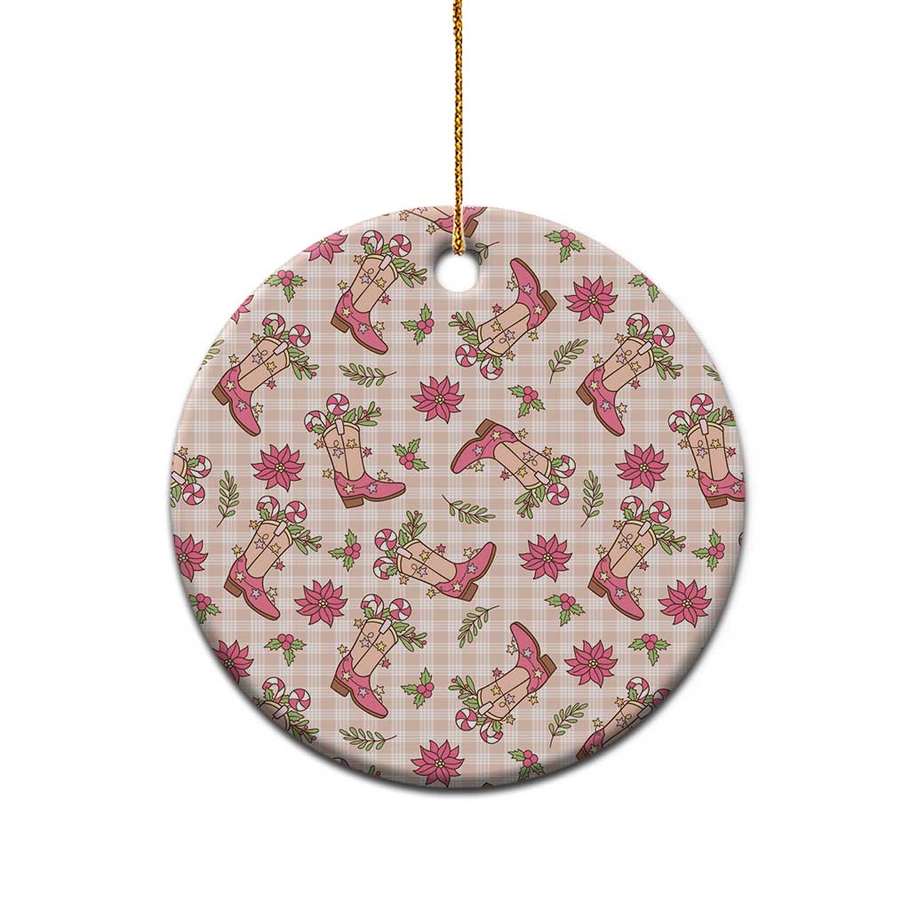 Beige Paniolo Palaka Hawaiian Cowgirl Christmas Ceramic Ornament LT9 - Polynesian Pride