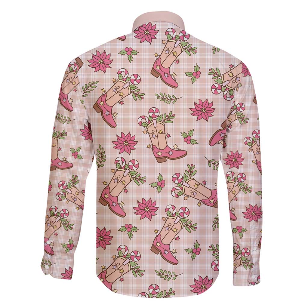 Beige Paniolo Palaka Hawaiian Cowgirl Christmas Family Matching Long Sleeve Bodycon Dress and Hawaiian Shirt - Polynesian Pride