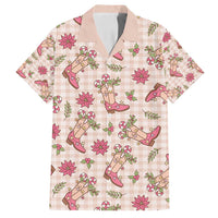 Beige Paniolo Palaka Hawaiian Cowgirl Christmas Family Matching Off Shoulder Short Dress and Hawaiian Shirt - Polynesian Pride