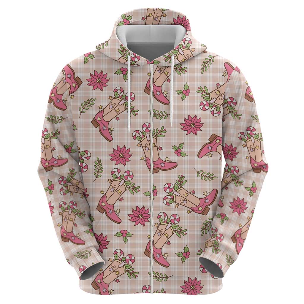 Beige Paniolo Palaka Hawaiian Cowgirl Christmas Hoodie - Polynesian Pride