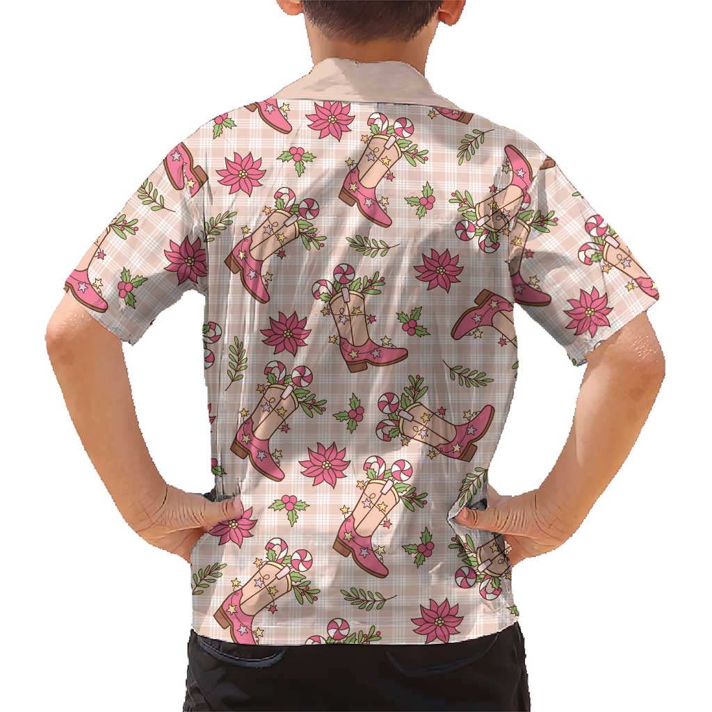 Beige Paniolo Palaka Hawaiian Cowgirl Christmas Kid Hawaiian Shirt LT9 - Polynesian Pride