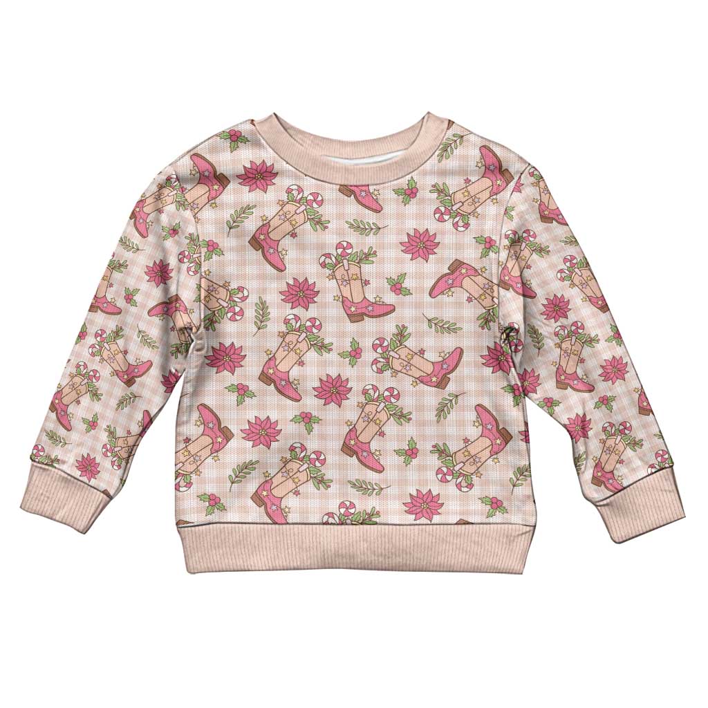 Beige Paniolo Palaka Hawaiian Cowgirl Christmas Kid Ugly Christmas Sweater LT9 Kid Beige - Polynesian Pride