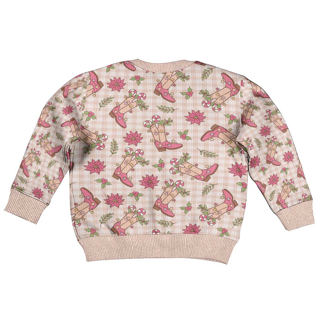 Beige Paniolo Palaka Hawaiian Cowgirl Christmas Kid Ugly Christmas Sweater LT9 - Polynesian Pride
