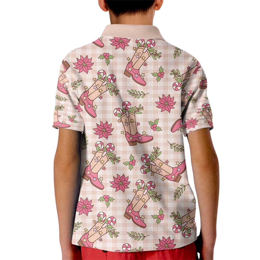 Beige Paniolo Palaka Hawaiian Cowgirl Christmas Kid Polo Shirt - Polynesian Pride