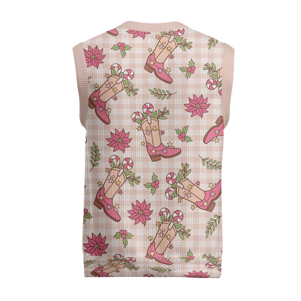 Beige Paniolo Palaka Hawaiian Cowgirl Christmas Knitted V-Neck Vest LT9 - Polynesian Pride