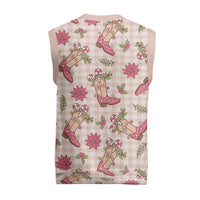 Beige Paniolo Palaka Hawaiian Cowgirl Christmas Knitted V-Neck Vest LT9 - Polynesian Pride