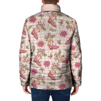 Beige Paniolo Palaka Hawaiian Cowgirl Christmas Padded Jacket - Polynesian Pride