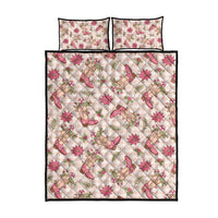 Beige Paniolo Palaka Hawaiian Cowgirl Christmas Quilt Bed Set - Polynesian Pride