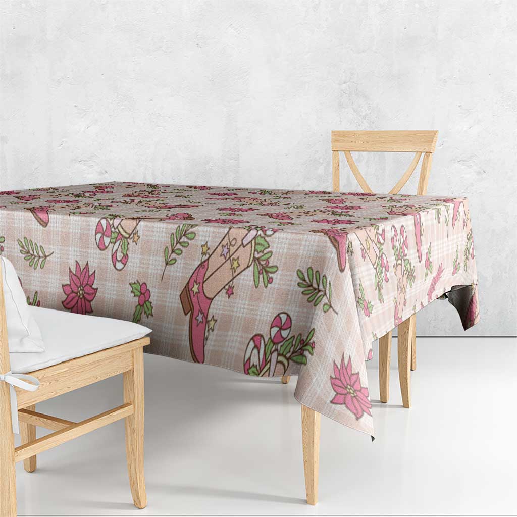 Beige Paniolo Palaka Hawaiian Cowgirl Christmas Tablecloth - Polynesian Pride