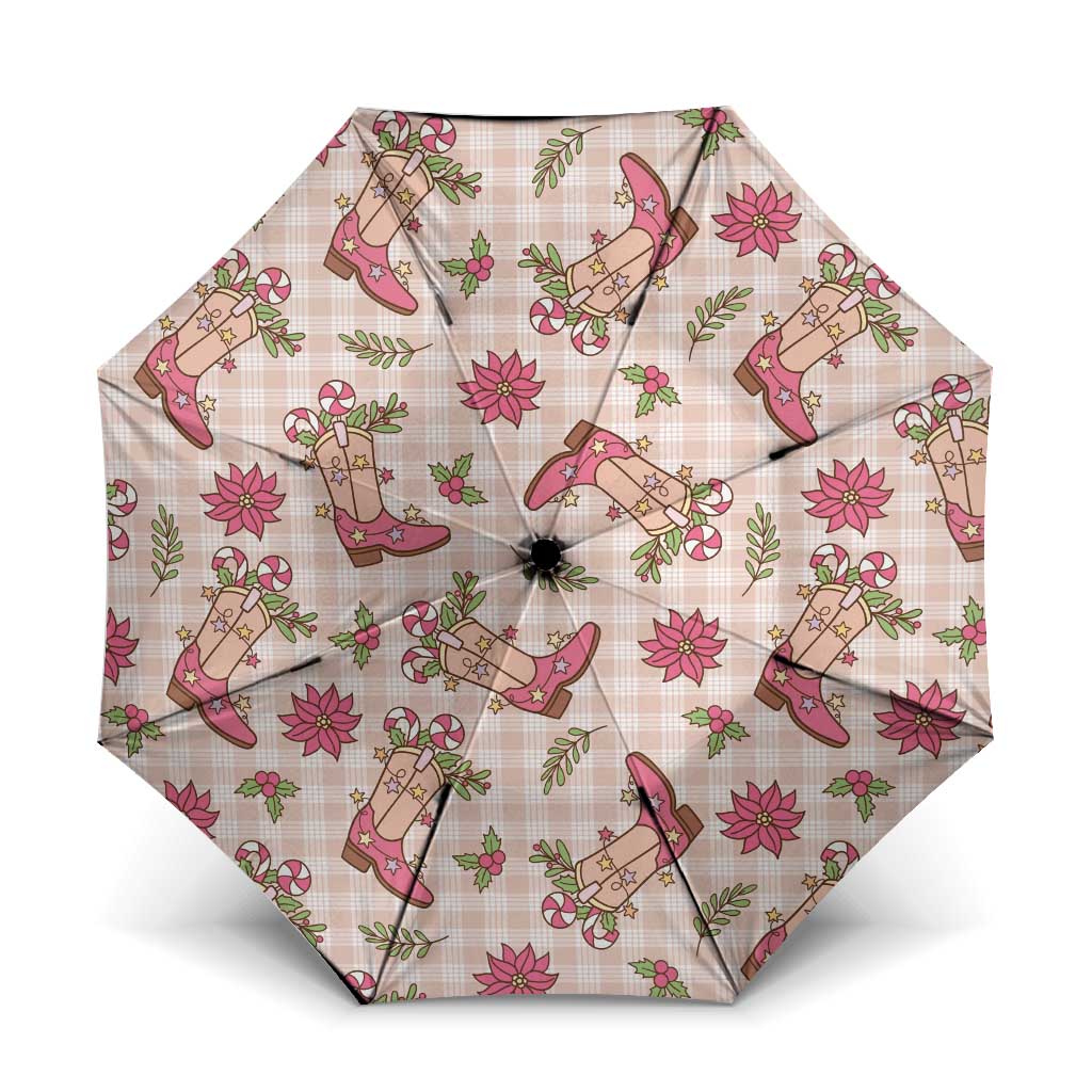 Beige Paniolo Palaka Hawaiian Cowgirl Christmas Umbrella - Polynesian Pride
