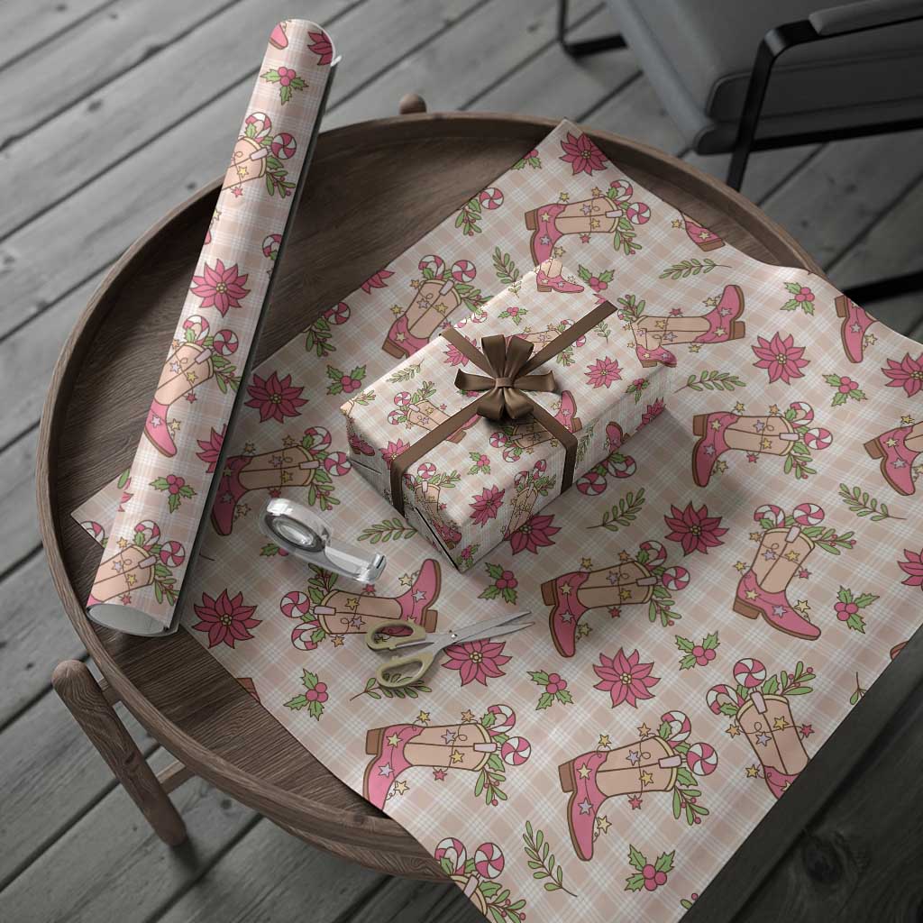 Beige Paniolo Palaka Hawaiian Cowgirl Christmas Wrapping Paper LT9 - Polynesian Pride