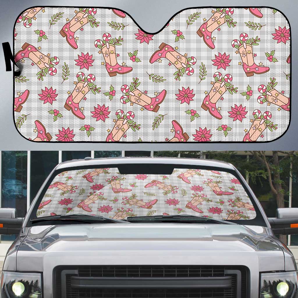 Gray Paniolo Palaka Hawaiian Cowgirl Christmas Auto Sun Shade - Polynesian Pride