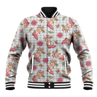 Gray Paniolo Palaka Hawaiian Cowgirl Christmas Baseball Jacket - Polynesian Pride