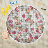 Gray Paniolo Palaka Hawaiian Cowgirl Christmas Beach Blanket - Polynesian Pride