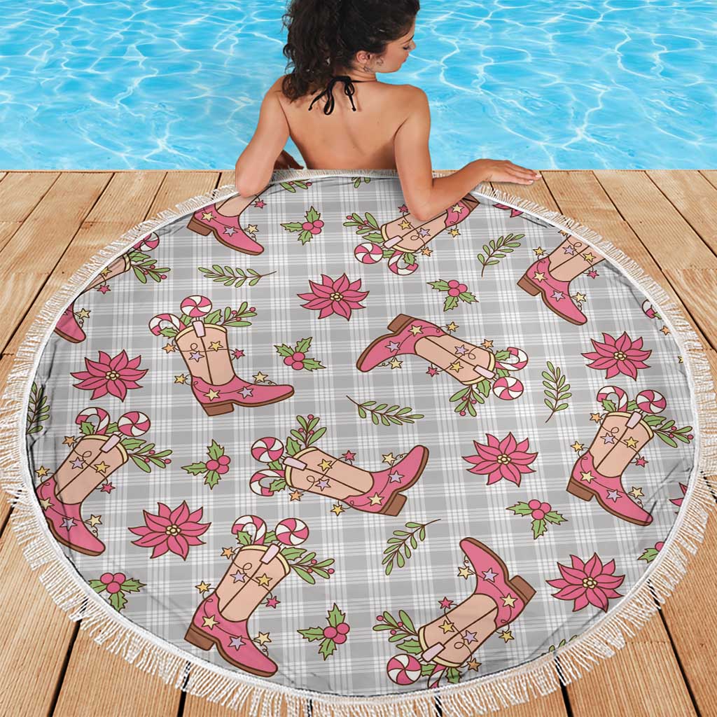 Gray Paniolo Palaka Hawaiian Cowgirl Christmas Beach Blanket - Polynesian Pride