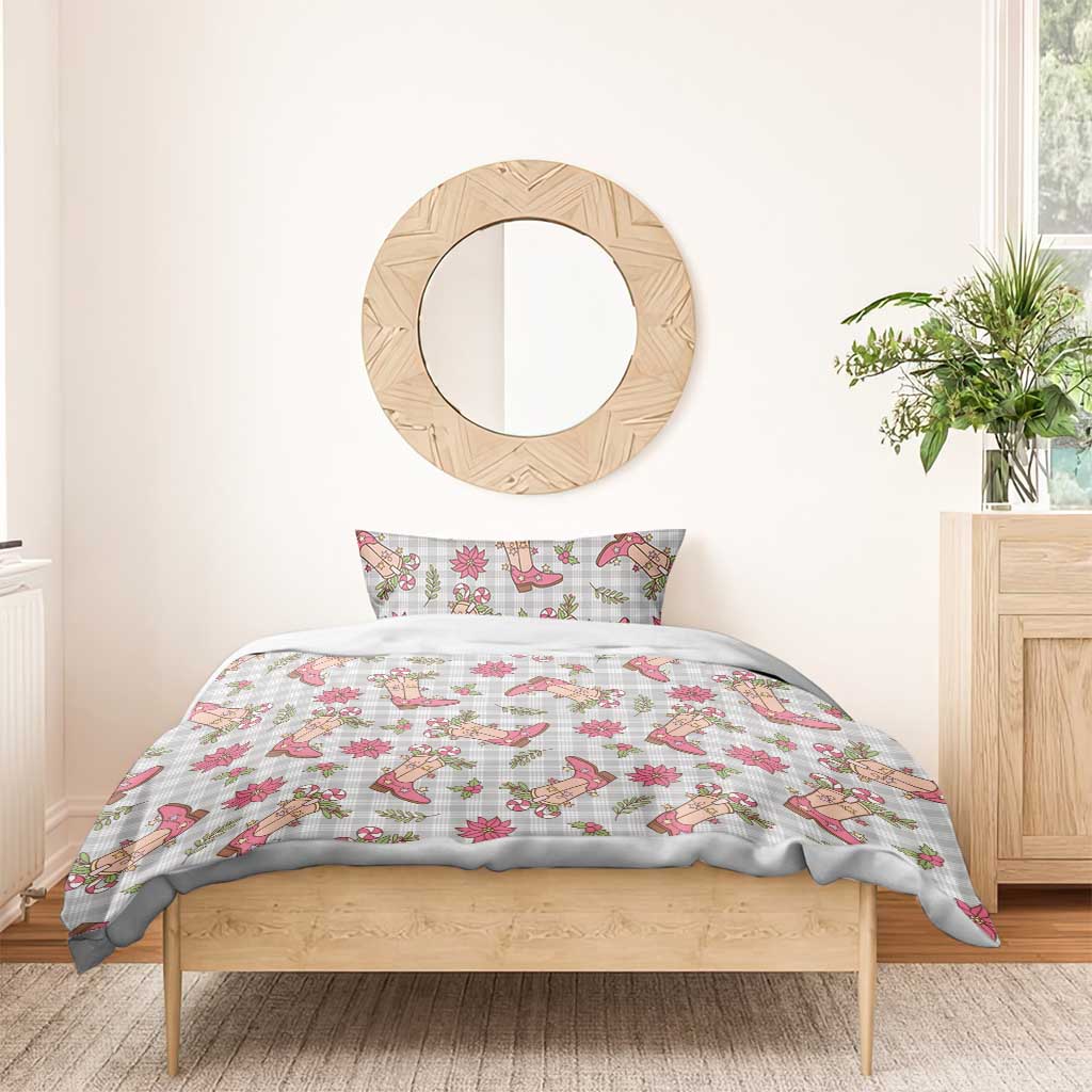 Gray Paniolo Palaka Hawaiian Cowgirl Christmas Bedding Set - Polynesian Pride