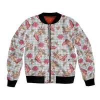 Gray Paniolo Palaka Hawaiian Cowgirl Christmas Bomber Jacket - Polynesian Pride