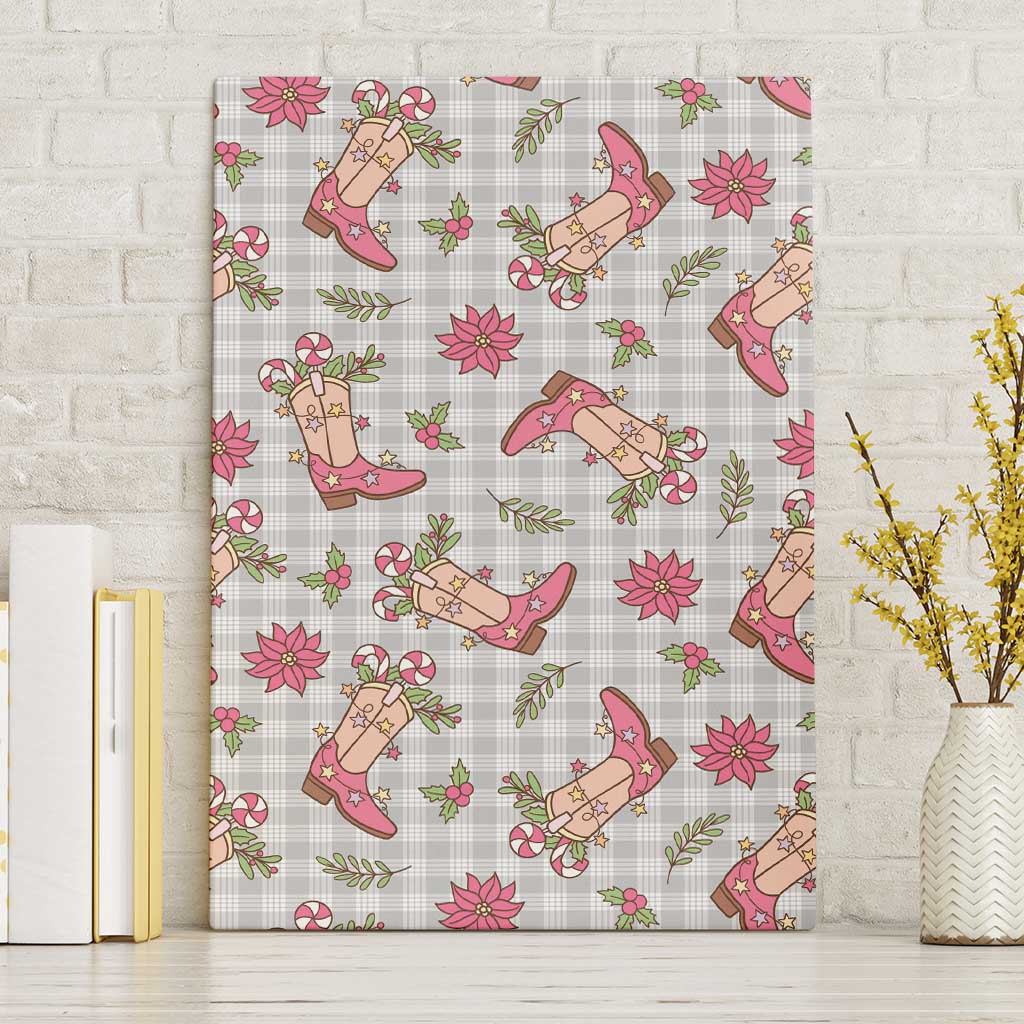 Gray Paniolo Palaka Hawaiian Cowgirl Christmas Canvas Wall Art - Polynesian Pride