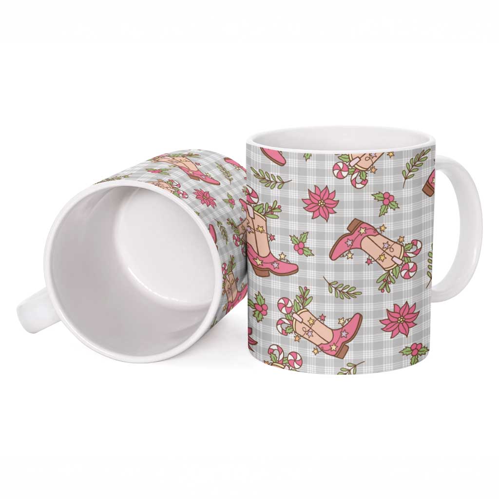 Gray Paniolo Palaka Hawaiian Cowgirl Christmas Ceramic Mug - Polynesian Pride