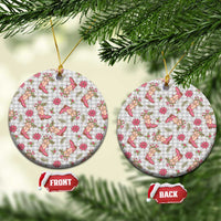 Gray Paniolo Palaka Hawaiian Cowgirl Christmas Ceramic Ornament LT9 Circle Gray - Polynesian Pride