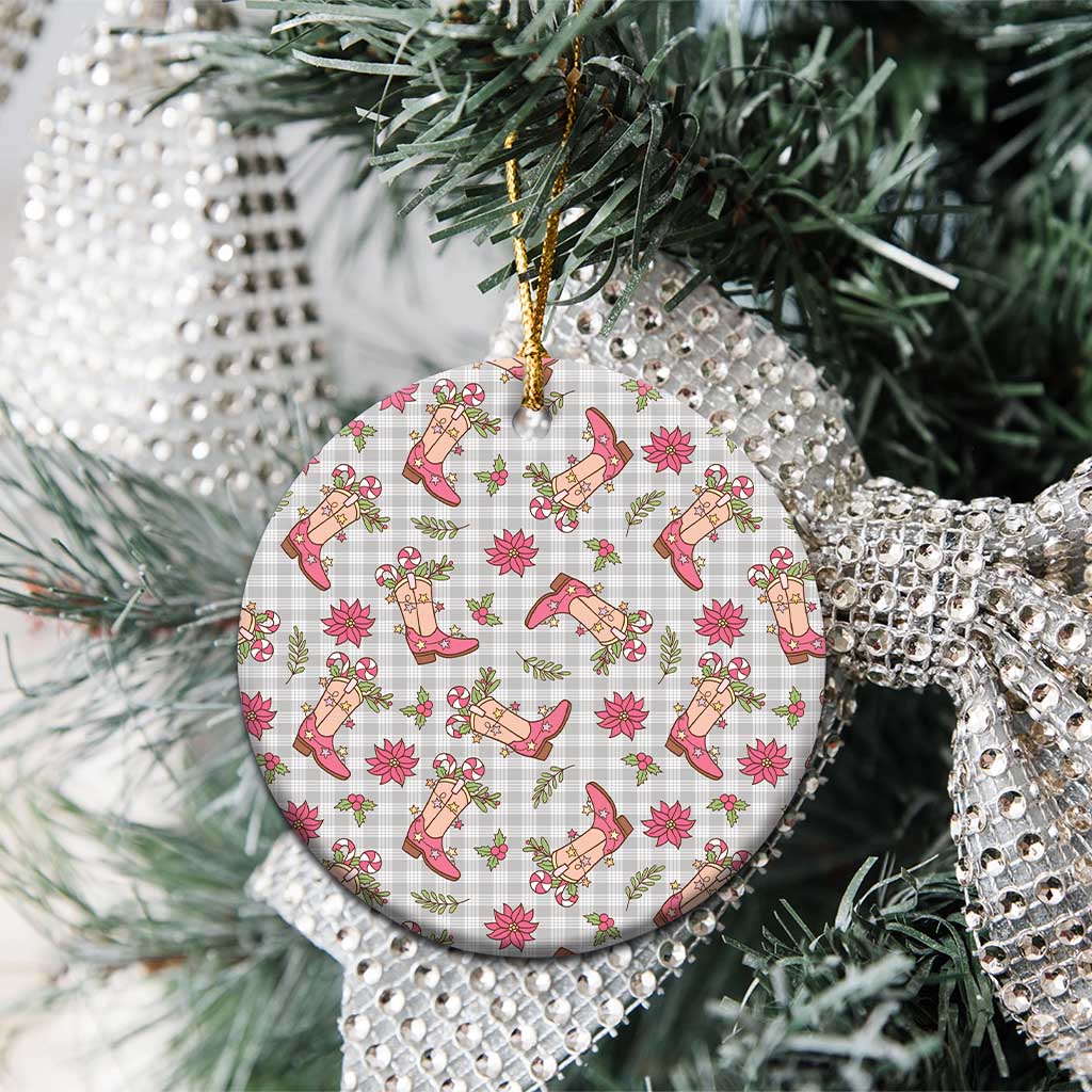 Gray Paniolo Palaka Hawaiian Cowgirl Christmas Ceramic Ornament LT9 - Polynesian Pride