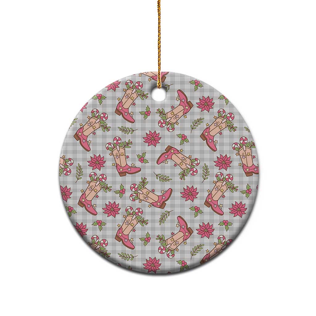 Gray Paniolo Palaka Hawaiian Cowgirl Christmas Ceramic Ornament LT9 - Polynesian Pride